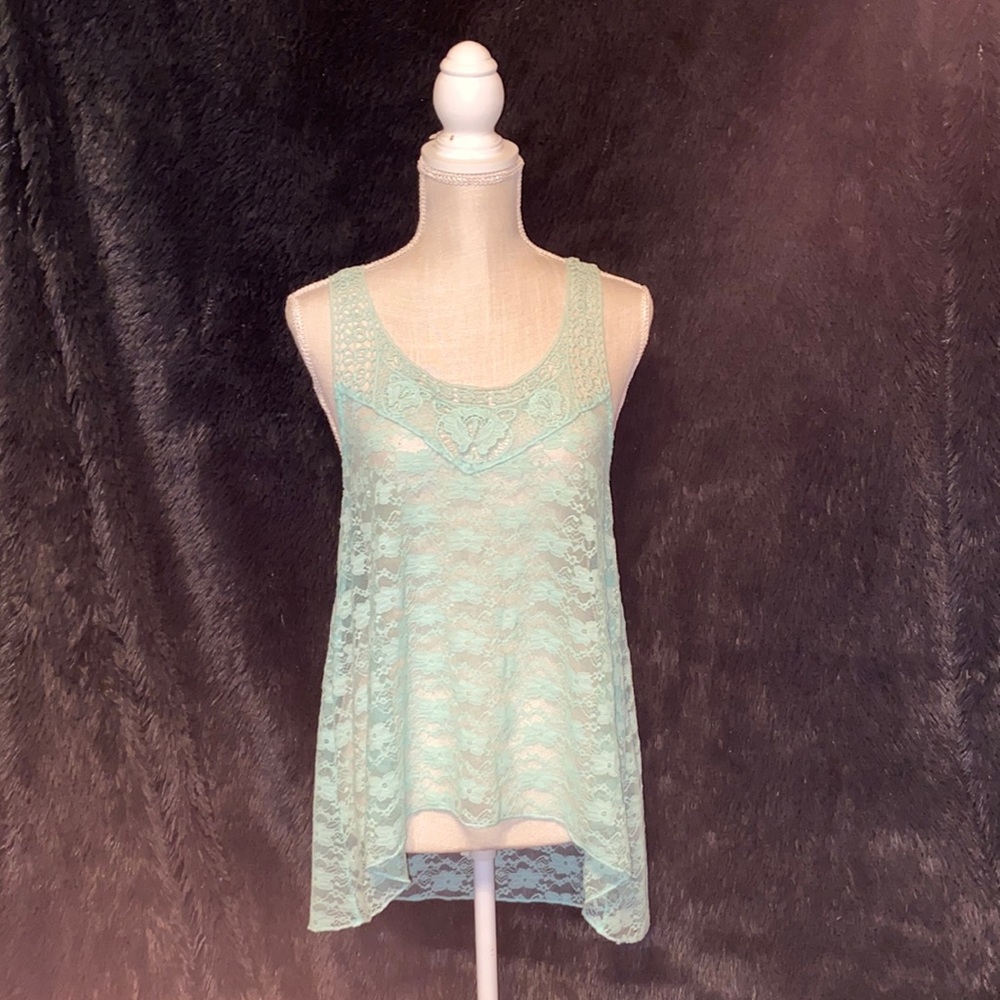 Wallflower mint lace tank
